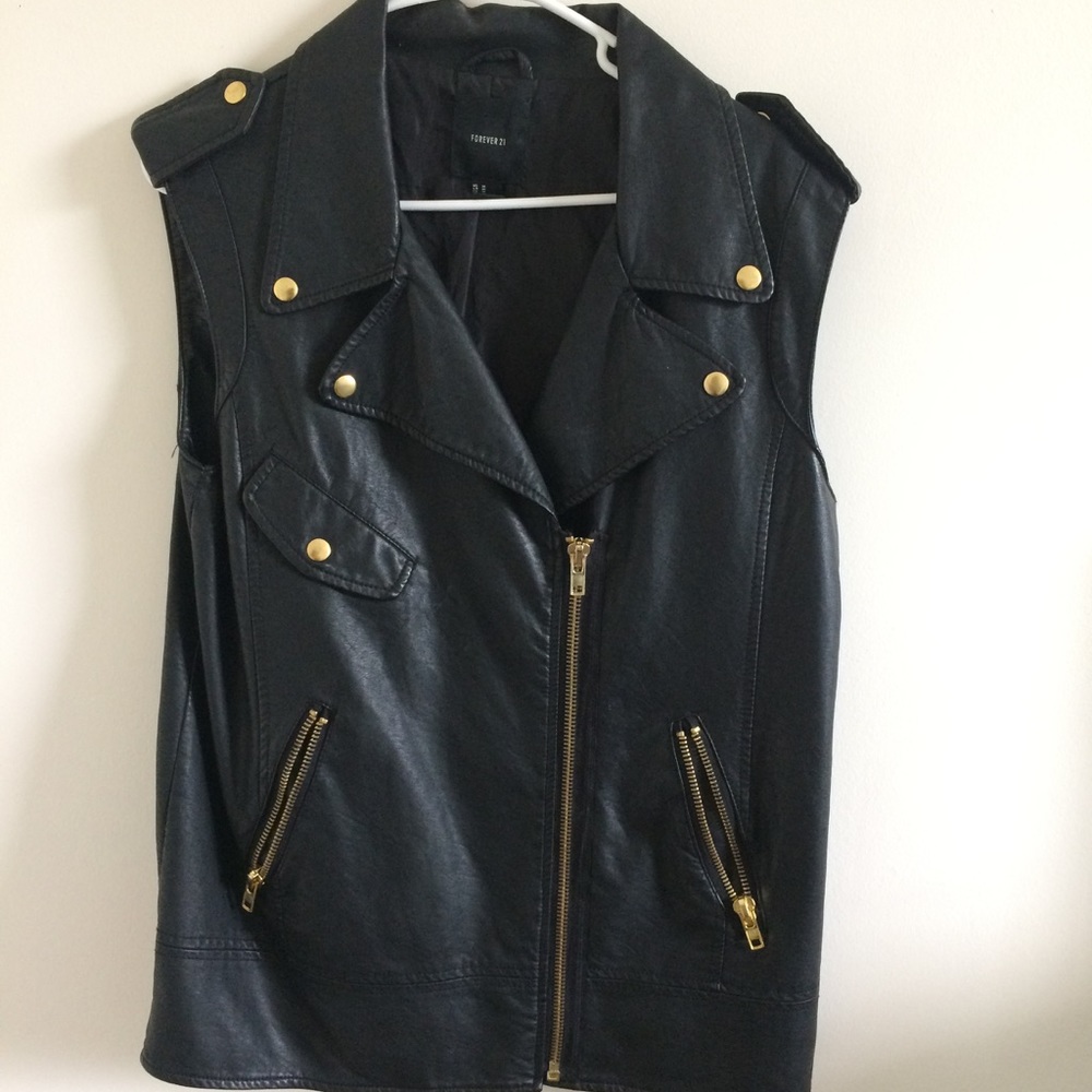Forever 21 Faux Leather Biker Vest